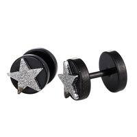 Load image into Gallery viewer, Fake Piercing Expander schwarz Glitzer Stern Schaubverschluss Edelstahl - chic - net.de
