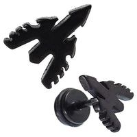Load image into Gallery viewer, Fake Piercing Expander schwarz Pfeil mit Flügeln Schaubverschluss Edelstahl - chic - net.de
