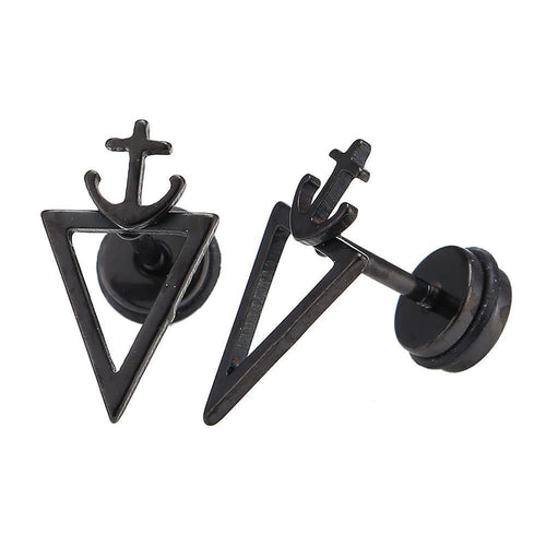 Fake Piercing Expander schwarz spitzes Dreieck Anker Schaubverschluss Edelstahl - chic - net.de