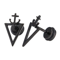 Load image into Gallery viewer, Fake Piercing Expander schwarz spitzes Dreieck Anker Schaubverschluss Edelstahl - chic - net.de
