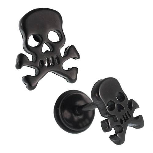 Fake Piercing Expander schwarz Totenkopf Gefahr Zeichen Schaubverschluss Edelstahl - chic - net.de