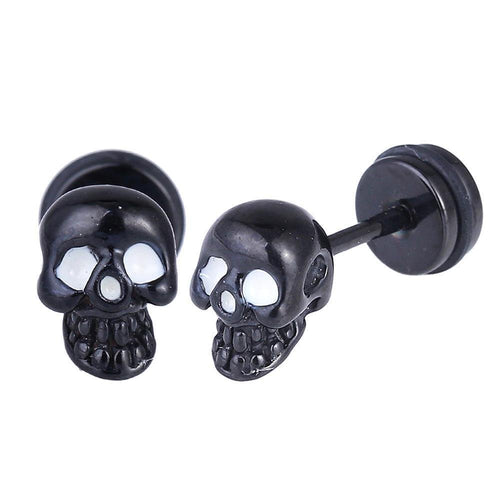 Fake Piercing Expander schwarz Totenkopf weiße Augen Schaubverschluss Edelstahl - chic - net.de