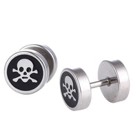 Cargar imagen en el visor de la galería, Fake Piercing Expander silber Farben Totenkopf Knochen schwarz Schaubverschluss Edelstahl - chic - net.de
