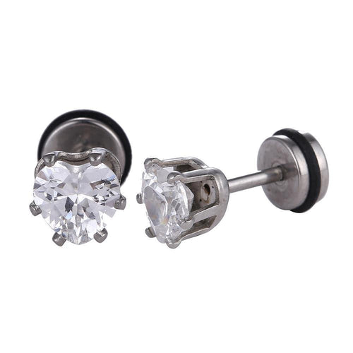 Fake Piercing Expander silber Zirkonia Stein weiß Herzform Schaubverschluss Edelstahl - chic - net.de