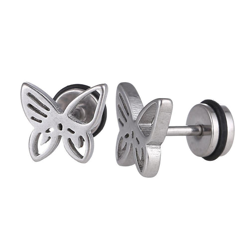 Fake Piercing Expander silberfarben Schmetterling Schaubverschluss Edelstahl - chic - net.de