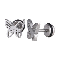 Load image into Gallery viewer, Fake Piercing Expander silberfarben Schmetterling Schaubverschluss Edelstahl - chic - net.de
