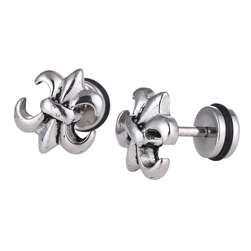 Fake Piercing Expander silberfarben Schwertlilie Schaubverschluss Edelstahl - chic - net.de
