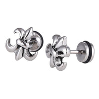 Cargar imagen en el visor de la galería, Fake Piercing Expander silberfarben Schwertlilie Schaubverschluss Edelstahl - chic - net.de
