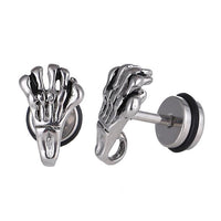 Load image into Gallery viewer, Fake Piercing Expander silberfarben Skelett Hand Schaubverschluss Edelstahl - chic - net.de
