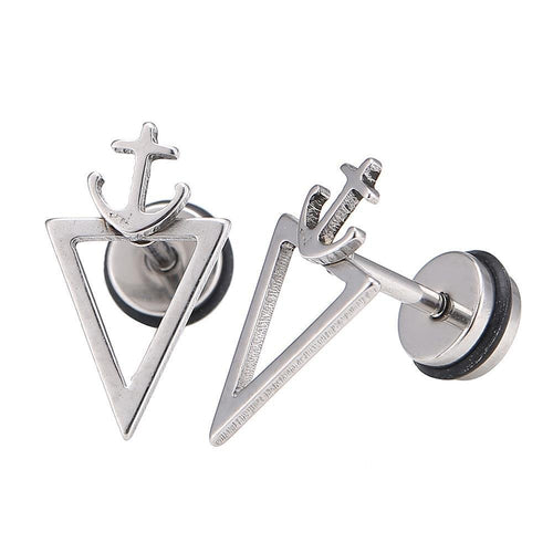 Fake Piercing Expander silberfarben spitzes Dreieck Anker Schaubverschluss Edelstahl - chic - net.de