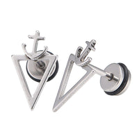 Load image into Gallery viewer, Fake Piercing Expander silberfarben spitzes Dreieck Anker Schaubverschluss Edelstahl - chic - net.de

