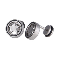 Cargar imagen en el visor de la galería, Fake Piercing Expander silberfarben Stern im Kreis Schaubverschluss Edelstahl - chic - net.de
