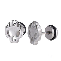 Load image into Gallery viewer, Fake Piercing Expander silberfarben Totenkopf on Fire Schaubverschluss Edelstahl - chic - net.de
