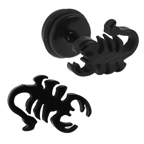 Fake Piercing Expander Skorpion schwarz Schraubverschluss Edelstahl - chic - net.de
