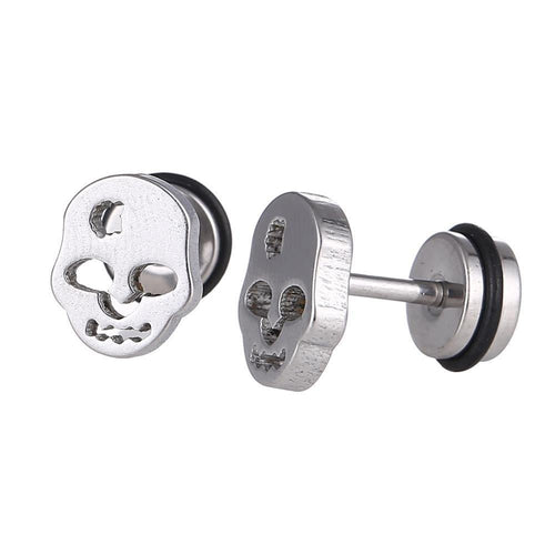 Fake Piercing Expander Totenkopf silberfarben Schraubverschluss Edelstahl - chic - net.de