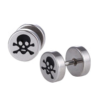 Load image into Gallery viewer, Fake Piercing Expander Totenkopf Zeichen silberfarben Schraubverschluss Edelstahl - chic - net.de
