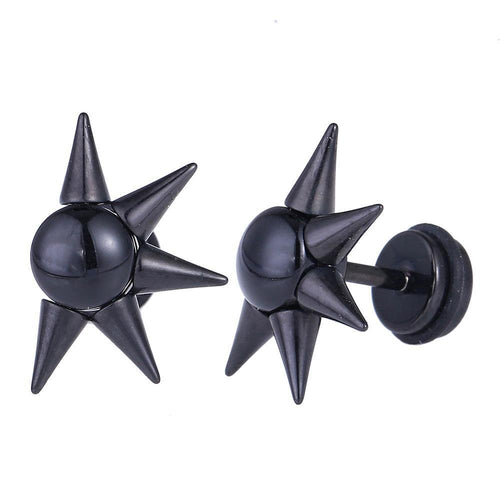 Fake Piercing Expander Zacken schwarzer Stein schwarz Schraubverschluss Edelstahl - chic - net.de
