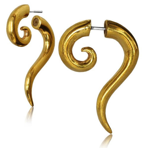 Fake Piercing Fragezeichen Spirale Brass golden Messing Sterlingsilber - Pin - chic - net.de