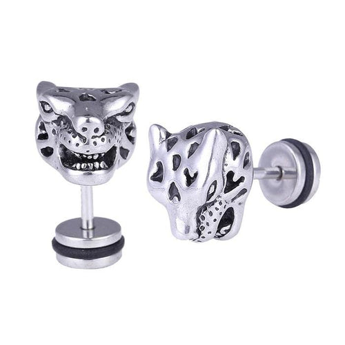 Fake Piercing Geparden Kopf Edelstahl Schraubverschluss silberfarben - chic - net.de