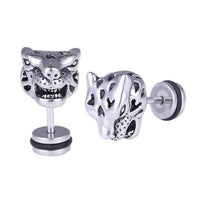 Load image into Gallery viewer, Fake Piercing Geparden Kopf Edelstahl Schraubverschluss silberfarben - chic - net.de
