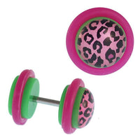 Load image into Gallery viewer, Fake Piercing grün Leoparden Fell Gummiring pink 7 mm - chic - net.de
