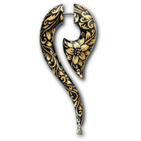 Load image into Gallery viewer, Fake Piercing Holz Beil Fragezeichen Plug nickelfrei schwarz gold Blumen Ohrstecker - chic - net.de
