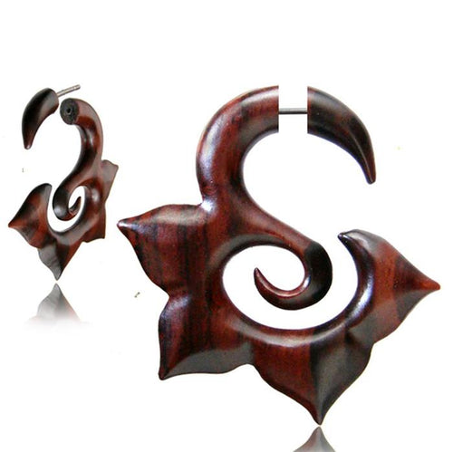 Fake Piercing Narraholz Blumenspirale Edelstahl Organic Tribal Holz - chic - net.de
