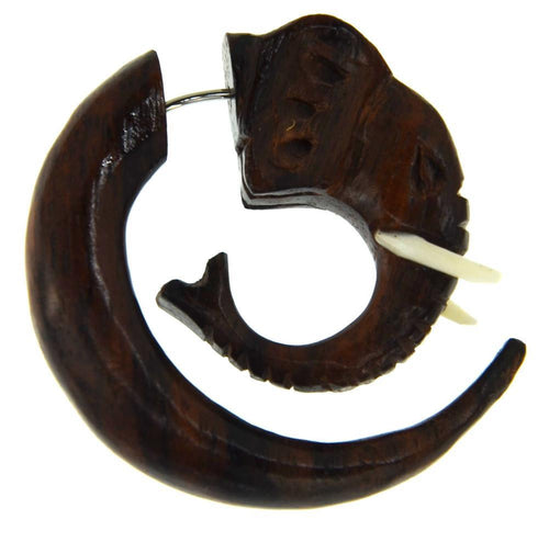 Fake Piercing Ohrring Holz Bone Elefant Spirale - chic - net.de