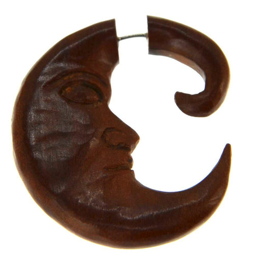 Fake Piercing Ohrring Sawo Holz Mond Sichel Gesicht - chic - net.de