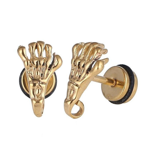 Fake Piercing Schraubverschluss Expander goldfarben Skelett Hand Edelstahl - chic - net.de