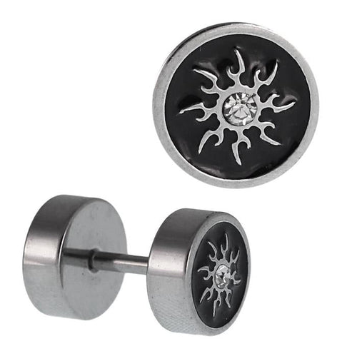Fake Piercing silberfarben Sonne Strahlen Wellen Zirkonia weiß mini 7 mm Edelstahl - chic - net.de
