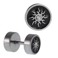 Load image into Gallery viewer, Fake Piercing silberfarben Sonne Strahlen Wellen Zirkonia weiß mini 7 mm Edelstahl - chic - net.de
