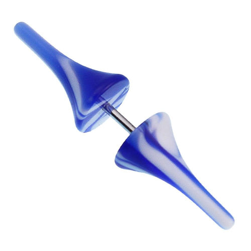 Fake Piercing Spikes mit blau - weißem Verlauf Kunststoff mit Edelstahl Stab 1mm - chic - net.de