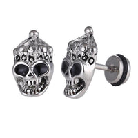 Load image into Gallery viewer, Fake Piercing Totenkopf groß mit Mütze Kugel Edelstahl Schraubverschluss silberfarben - chic - net.de
