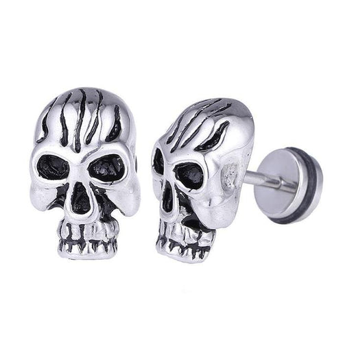 Fake Piercing Totenkopf groß schwarze Linien auf der Stirn Edelstahl Schraubverschluss silberfarben - chic - net.de