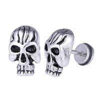 Load image into Gallery viewer, Fake Piercing Totenkopf groß schwarze Linien auf der Stirn Edelstahl Schraubverschluss silberfarben - chic - net.de
