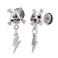 Load image into Gallery viewer, Fake Piercing Totenkopf Knochen Blitz Anhänger Schraubverschluss silberfarben - chic - net.de
