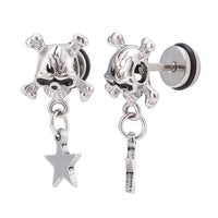 Load image into Gallery viewer, Fake Piercing Totenkopf Knochen Stern Anhänger Schraubverschluss silberfarben - chic - net.de
