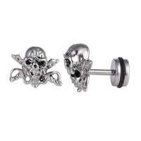 Load image into Gallery viewer, Fake Piercing Totenkopf kreuzt Schwerter Edelstahl Schraubverschluss silber Farben - chic - net.de
