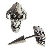 Cargar imagen en el visor de la galería, Fake Piercing Totenkopf mit Hörner Spike Spitze Schraubverschluss silberfarben - chic - net.de
