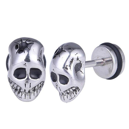 Fake Piercing Totenkopf schwarze Augen Edelstahl Schraubverschluss silber Farben - chic - net.de