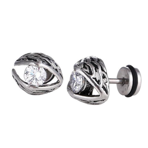 Fake Plug Piercing Edelstahl Flügel Zirkonia Stein Ohrstecker - chic - net.de