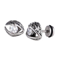 Load image into Gallery viewer, Fake Plug Piercing Edelstahl Flügel Zirkonia Stein Ohrstecker - chic - net.de
