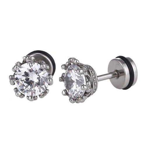Fake Plug Piercing Edelstahl silberfarben Krone Zirkonia Stein - chic - net.de