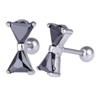 Load image into Gallery viewer, Fake Plug Piercing Edelstahl silberfarben Schleife Zirkonia Steine schwarz - chic - net.de
