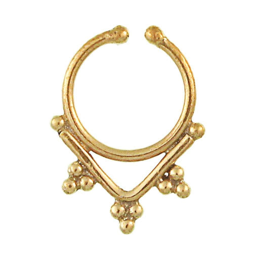 Fake Septum Piercing Nasenringe golden antik mit Bogen Dreieck Verzierung Brass - chic - net.de