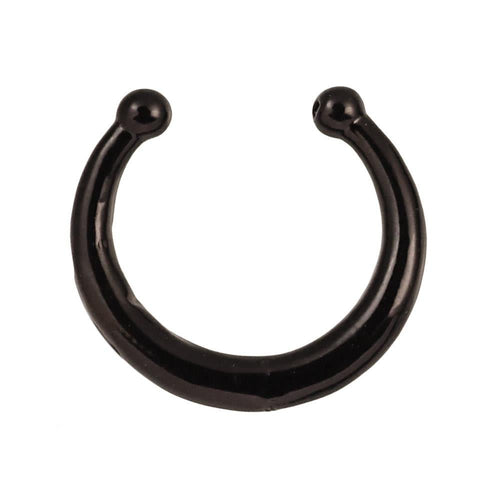 Fake Septum Piercing schwarz Ring schlicht Kugeln Edelstahl Hufeisen - chic - net.de