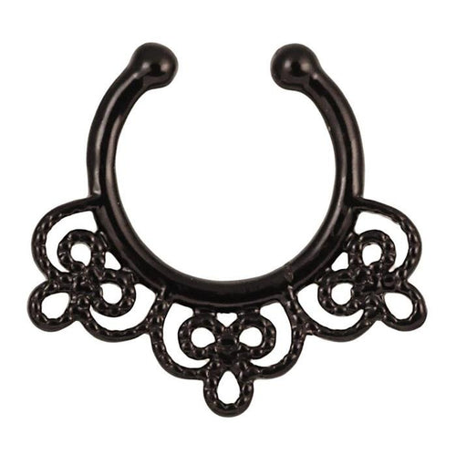 Fake Septum Piercing schwarz Schleifen Geflecht Edelstahl - chic - net.de