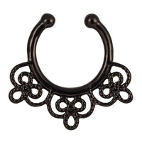 Load image into Gallery viewer, Fake Septum Piercing schwarz Schleifen Geflecht Edelstahl - chic - net.de
