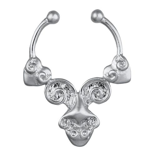 Fake Septum Piercing silberfarben Herzen Spiralen Tropfen mittig Edelstahl - chic - net.de